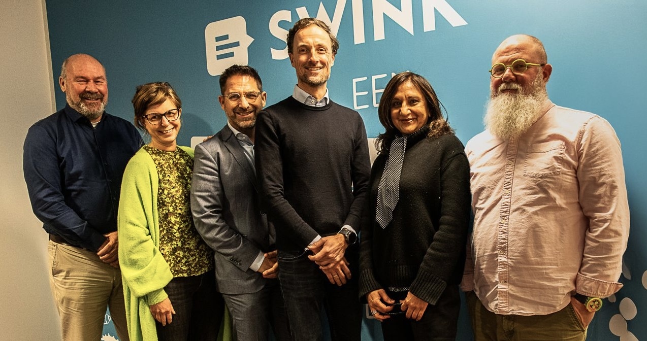 Jean-Pierre Kahlmann, Nina Brugman, Ron Beenen (director of business development Europe bij Deque), Niels van Buren, Preety Kumar (CEO van Deque) en Matthew Luken (senior vice president bij Deque)